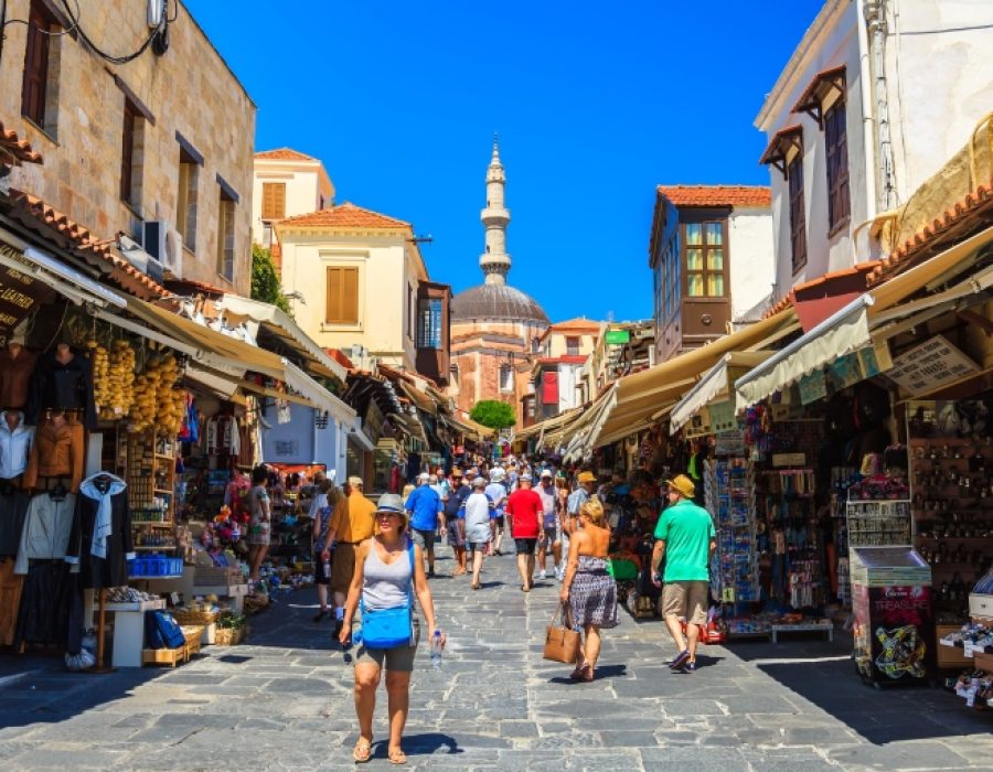 Het centrum en de bazaar in rhodos stad